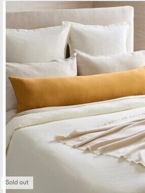 Quince Oversized Lumbar Pillow Cover Linen Mustard 12 X 48 NEW